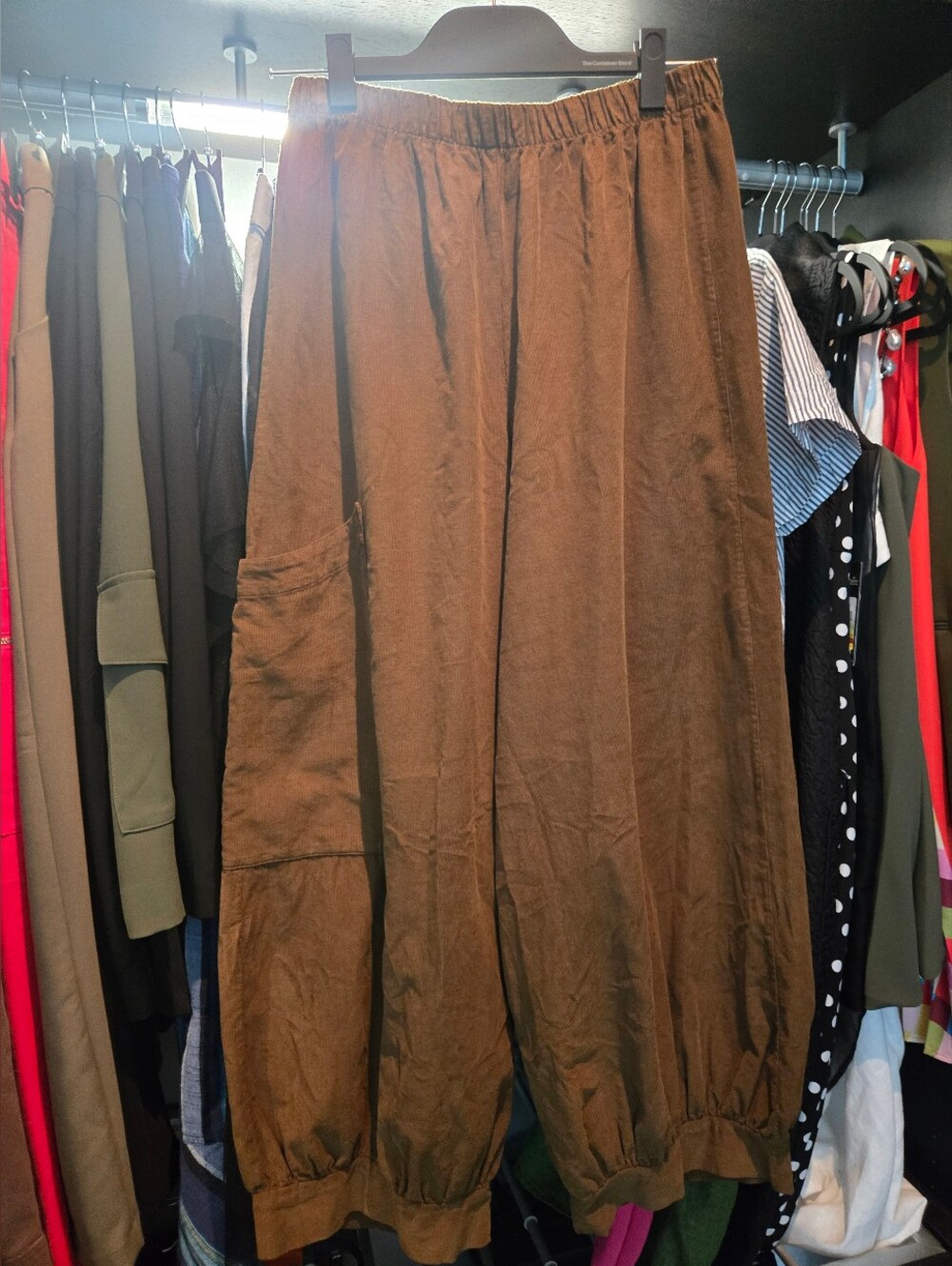 bryn Walker Brown Corduroy Elastic-Waist Wide-Leg Pants